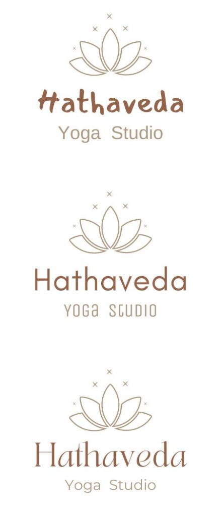 Yoga Studio mit drei verschiedenen Logo Schriften