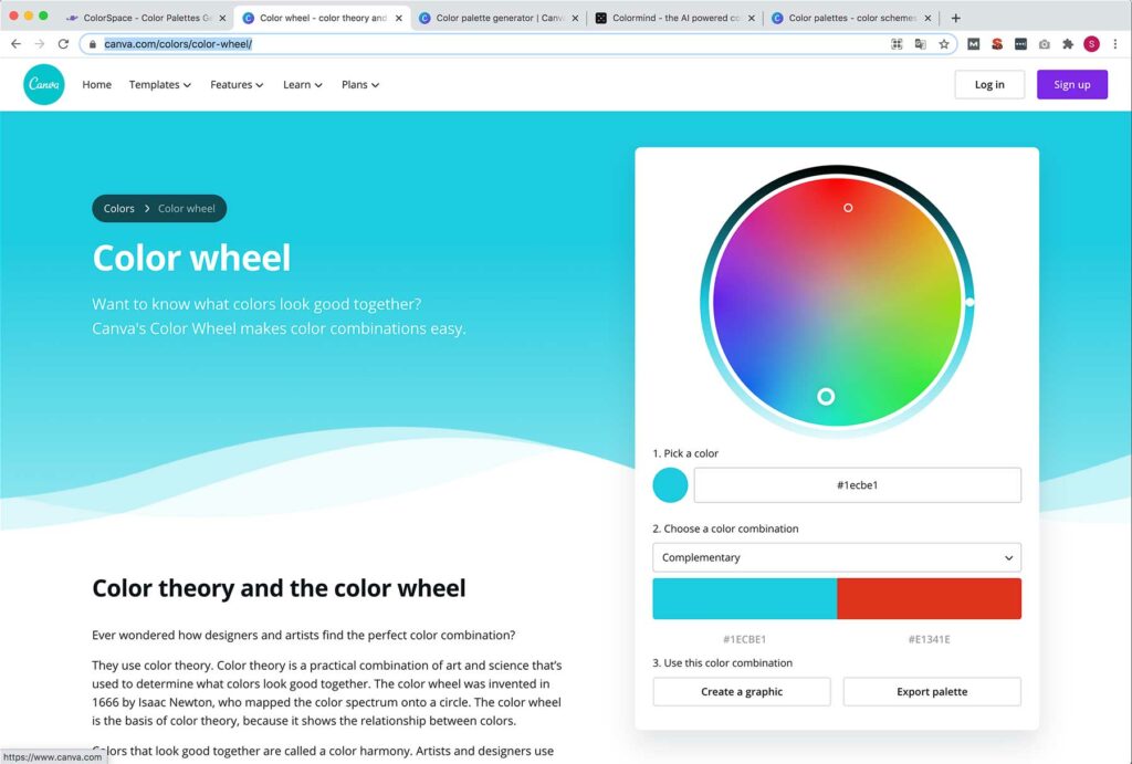 Farbpalette erstellen mit dem Canva Color Wheel