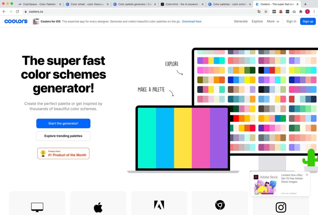 Farbpalette erstellen mit Coolors