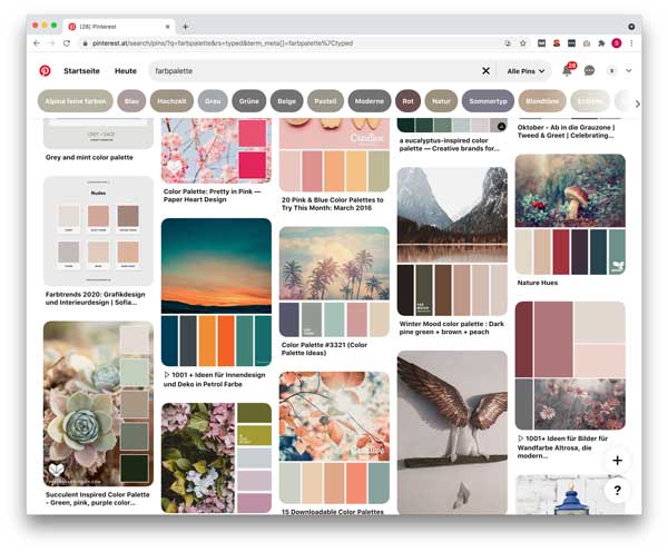 Branding Farben: Farbpaletten in Pinterest