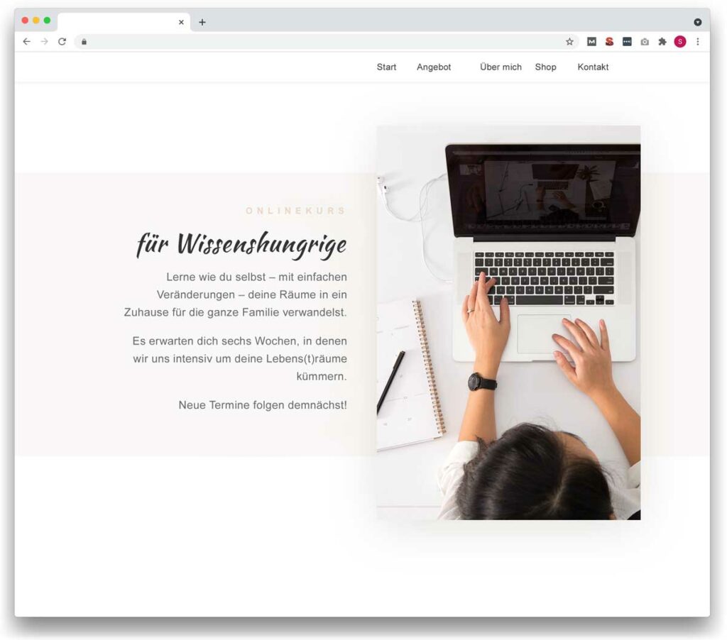 Website mit Stockfoto